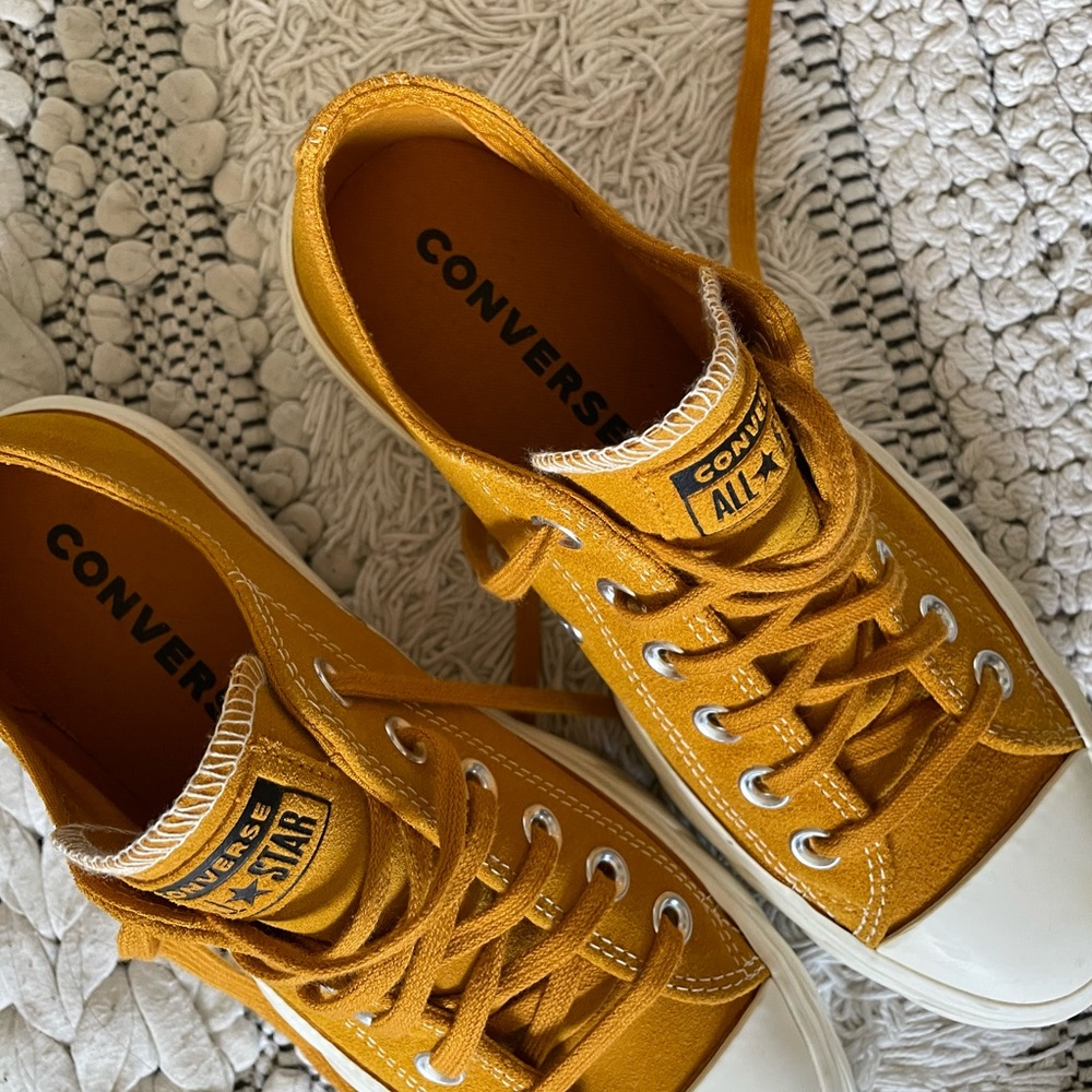 NWOT Yellow Platform Braided Converse